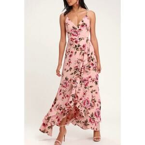 Lulus Womens XS Pink Floral Bodacious Bella Sleeveless Beach Maxi Dress NEW